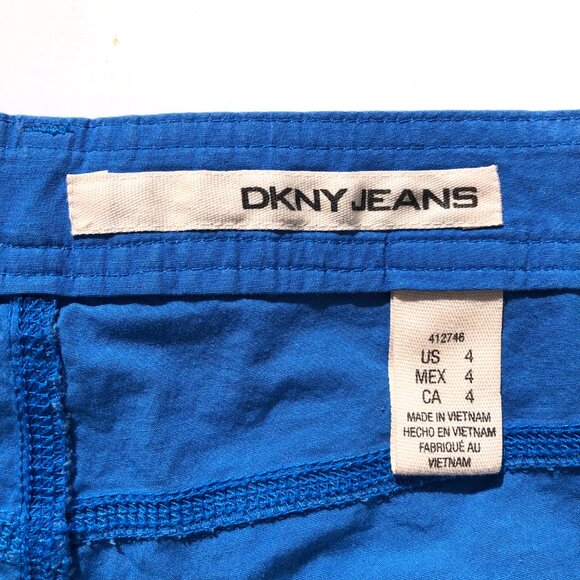 DKNY Jeans Shorts Size 4 Cobalt Blue Roll Tab Chino Cotton Blend Five Pocket - Picture 10 of 14